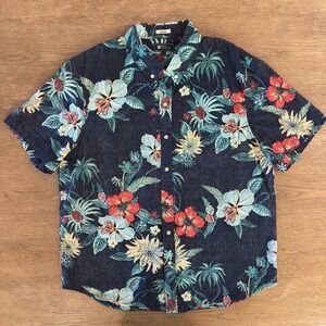 REYN SPOONER Cotton HAWAIIAN Short Sleeve Shirt-Hana in Paradise Print-Men's Lge